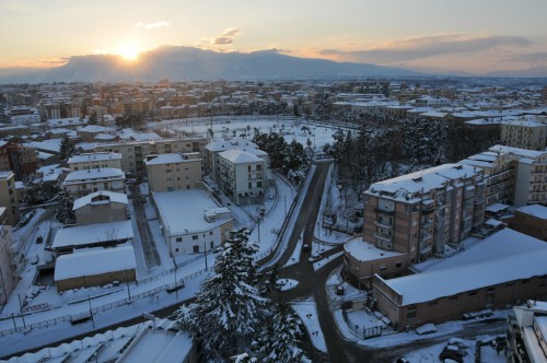 Sunset in Lanciano under snow today