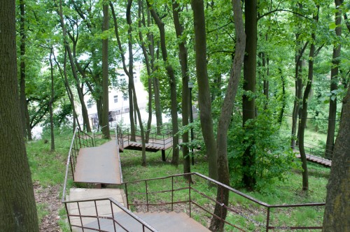 STEPS IN THE VYSOKY ZAMOK PARK FOR THE HIGH CASTLE IN LVIV