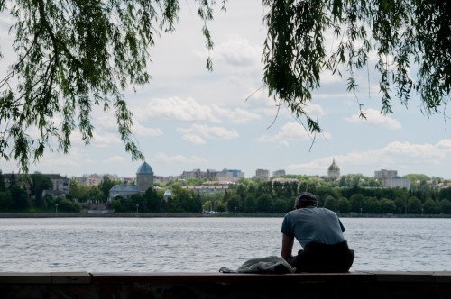 MAN ON TERNOPIL LAKE