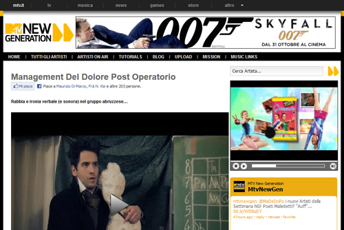 MANAGEMENT DEL DOLORE POST-OPERATORIO ON MTV NEW GENERATION OUT NOW! 