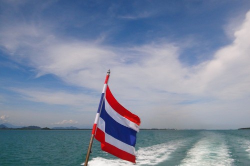 Thai flag on the way to Koh Samui island