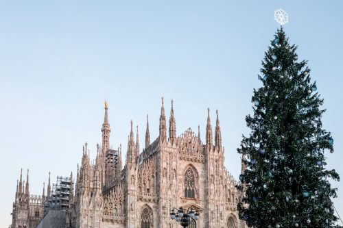 The Milan Cathedral and the Christmas tree