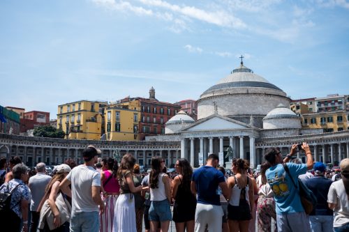 People Celebrating Republic Day in Piazza del Plebiscito, Naples