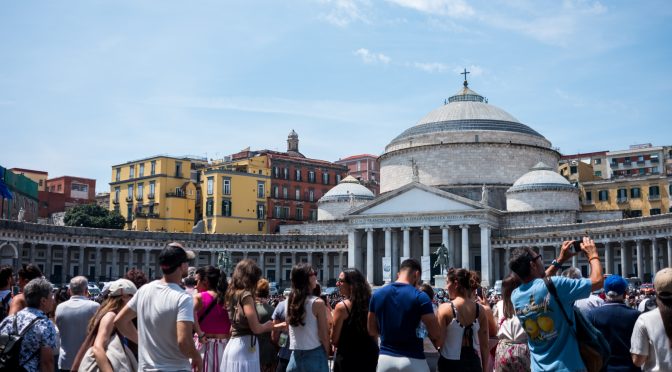 People Celebrating Republic Day in Piazza del Plebiscito, Naples