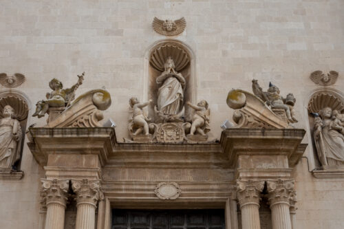 Detail of the main portal of the Mother Church of Saints Peter and Paul in Galatina