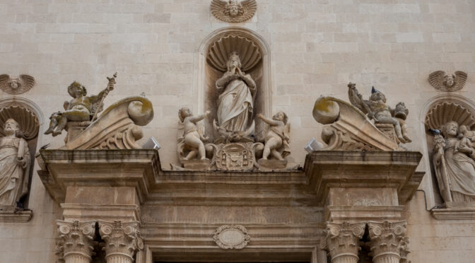 Detail of the main portal of the Mother Church of Saints Peter and Paul in Galatina
