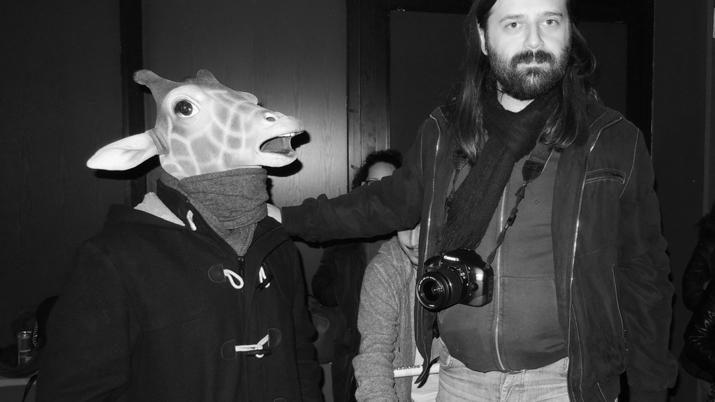 LUCA MADONNA WITH HIS GIRAFFE ON SET OF VOINA HEN VIDEO CLIP