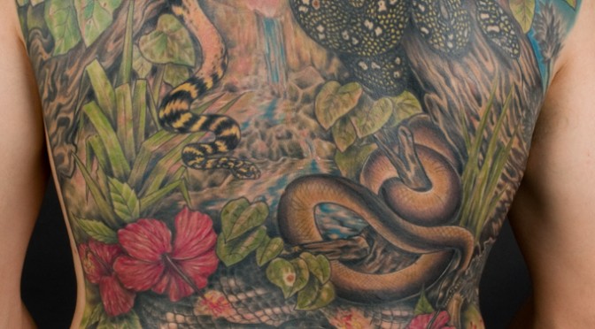 BACK SNAKES TATTOO BY MARCO BIONDI