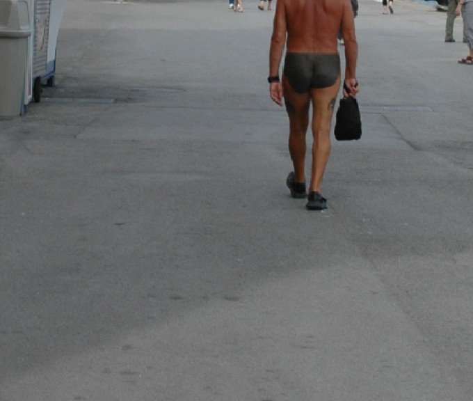 Man with underpants tattooed