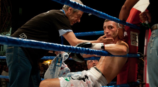 ANDREA DI MONTE IN RING CORNER LOOKING AT ME