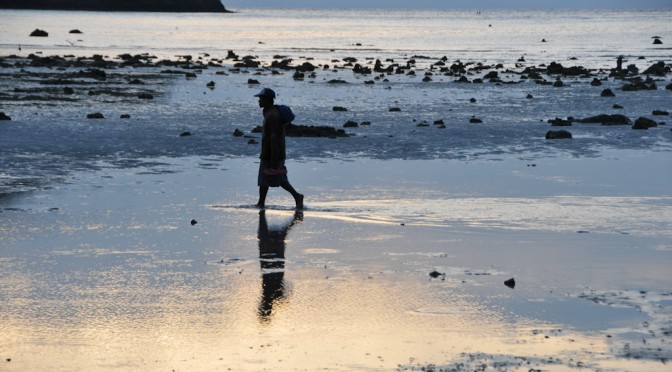 Sunset with low tide in Phi Phi island