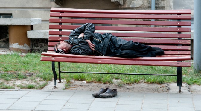DRUNK MAN ON BENCH, LVIV