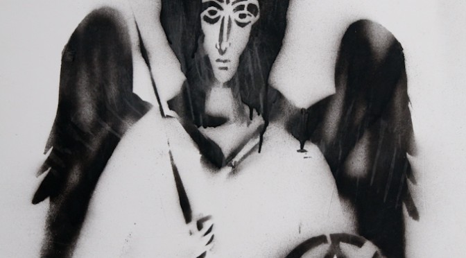 STENCIL OF AN ANGEL IN LVIV