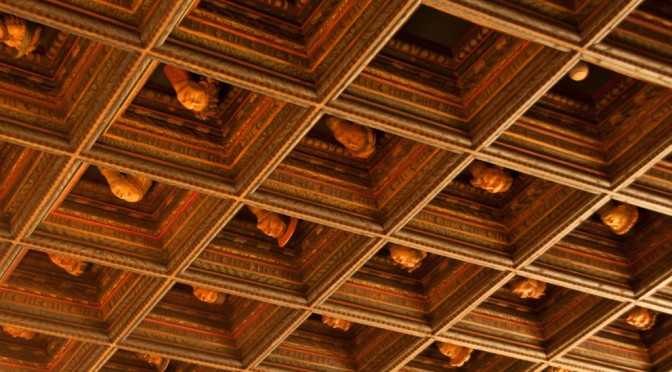 Woodcarvings of human heads of the Envoys' Room in Krakow