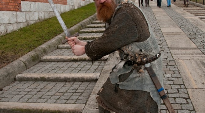 Medieval soldier attack me out of the Wawel Castle in Krakow