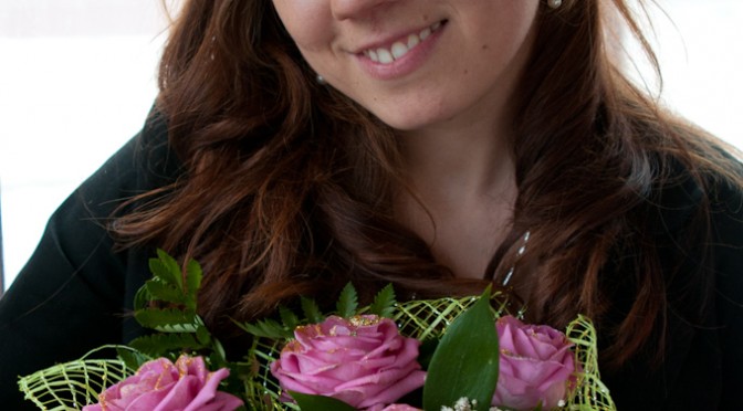 MARIA WITH FLOWERS FOR THE WEDDING