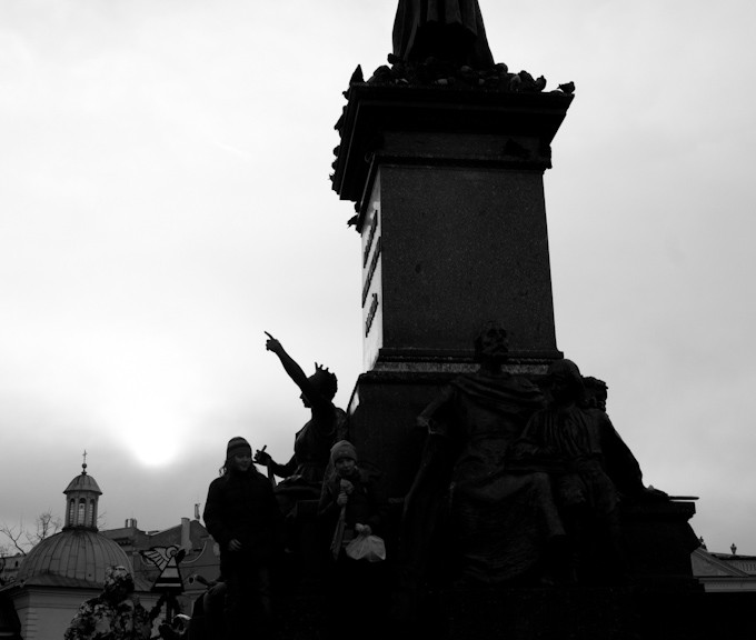 Adam Mickiewicz Monument on Main Market Square in Krakow