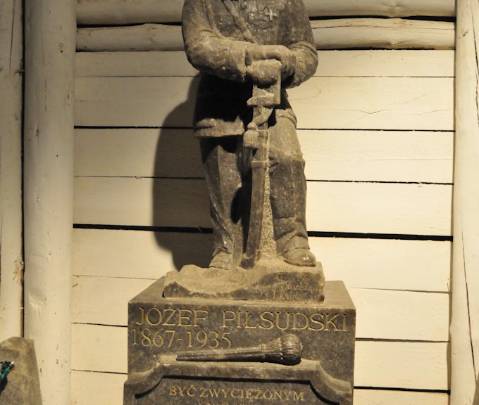 Salt statue of Józef Piłsudski in Wieliczka Salt Mine