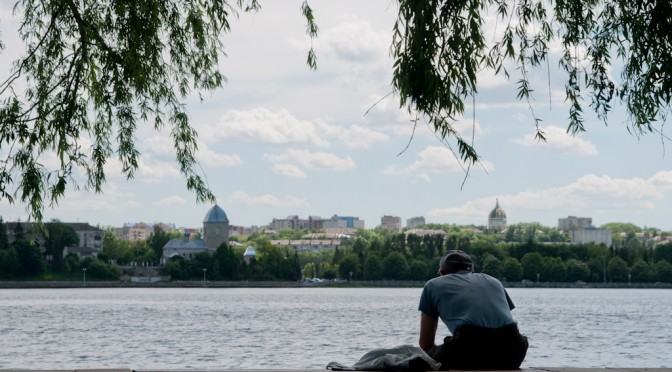 MAN ON TERNOPIL LAKE