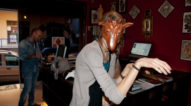 VERONICA WEARING A SATANACCHIO MASK