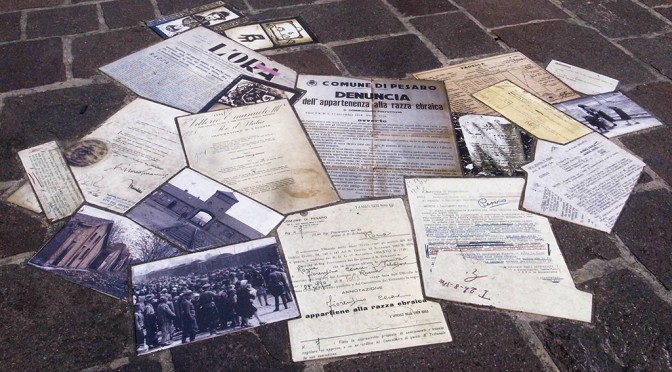 FOSSIL SHEETS ON THE PIAZZA DEL POPOLO IN PESARO