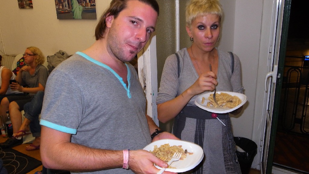 Stefano and Valeria in pasta party