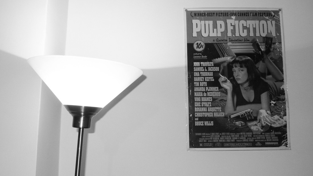 Pulp Fiction film poster in Tommaso's home