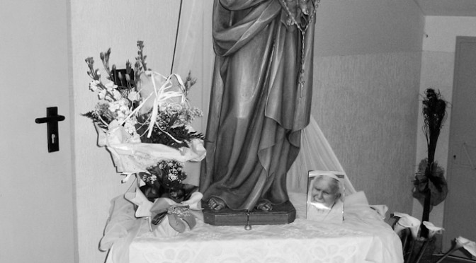 Virgin Mary under the stairs