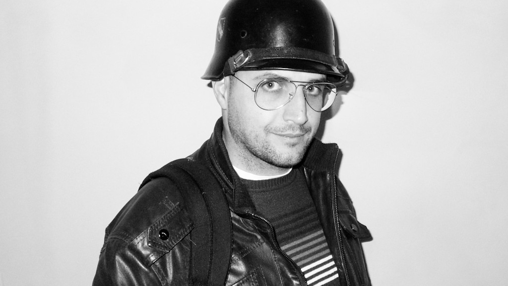 Me wearing a German helmet of World War II used in Nicola Antonelli's performance last night