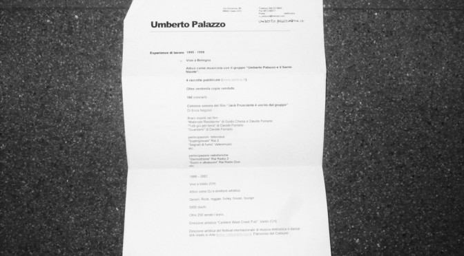 Umberto Palazzo's resume sent to the Caffetteria Fenaroli more than 10 years ago