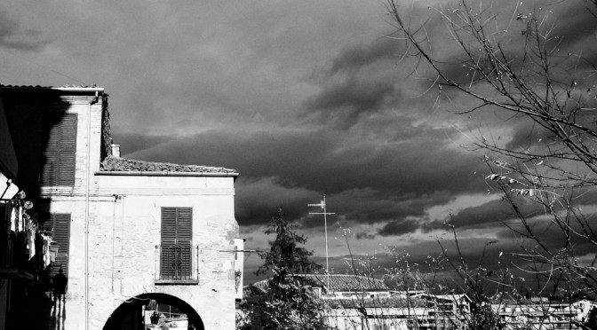 Lights from the clouds in Bastioni street