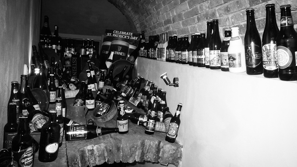 Graveyard of beer bottles at Birreria La Porta