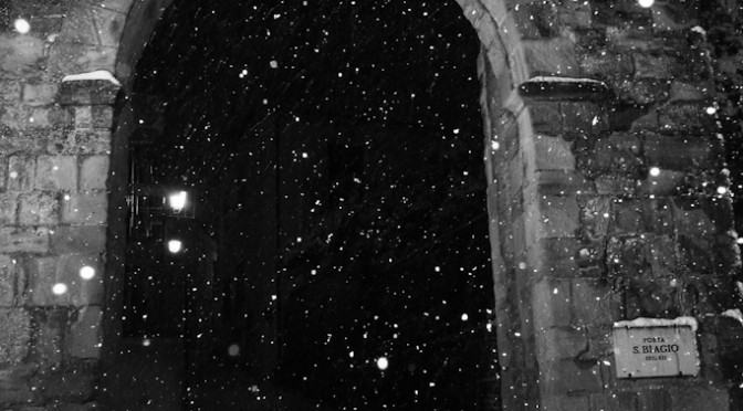 Porta St. Biagio and the snow last night
