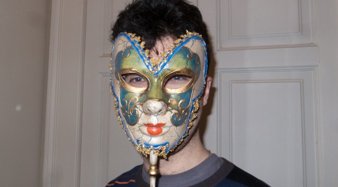 DAVIDE POMPEO WEARING A VENETIAN MASK