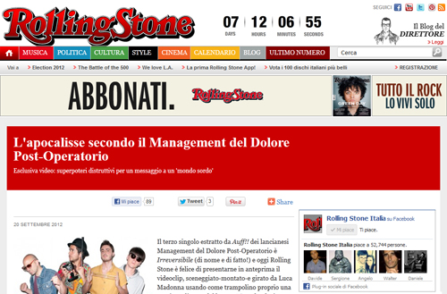 MANAGEMENT DEL DOLORE POST-OPERATORIO SHOT BY ME FOR ROLLING STONE MAGAZINE OUT NOW!